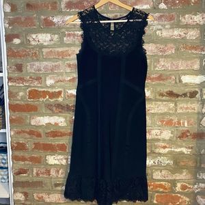 Nanette Lepore Lacy Sleeveless Black Shift Dress Sz S